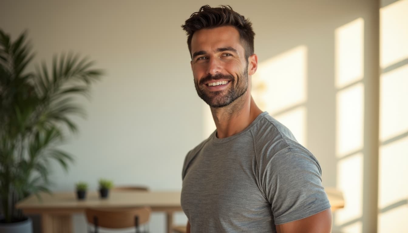 Hombre que irradia salud y vitalidad robustas